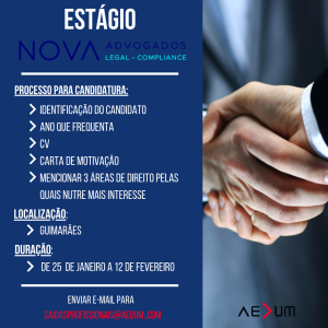 Read more about the article Oportunidade de Estágio – NOVA Advogados